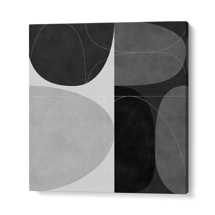 Modern black and white design, SHAPES BW II, ABSTRACT PAINTINGS by Ana Rut Bre, perfect for sophisticated decor.