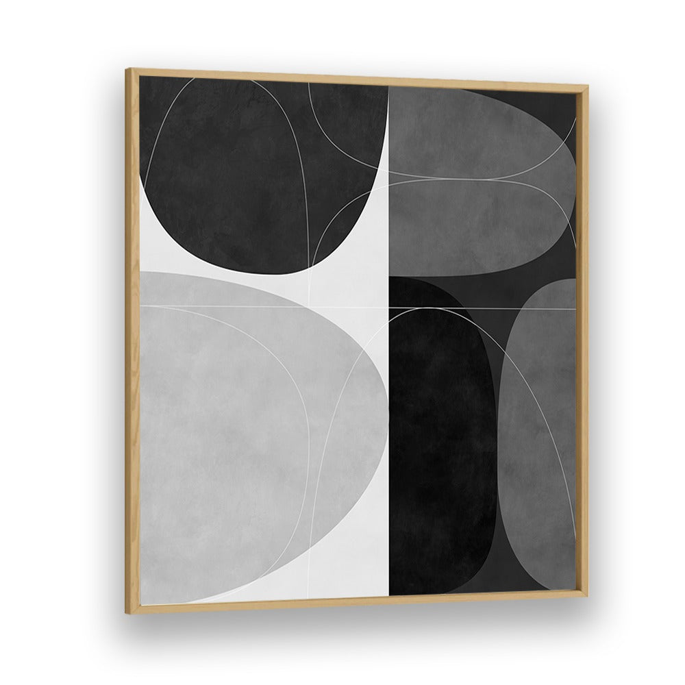 Modern abstract art, SHAPES BW II, brings sophistication to any space with its elegant black and white design.
