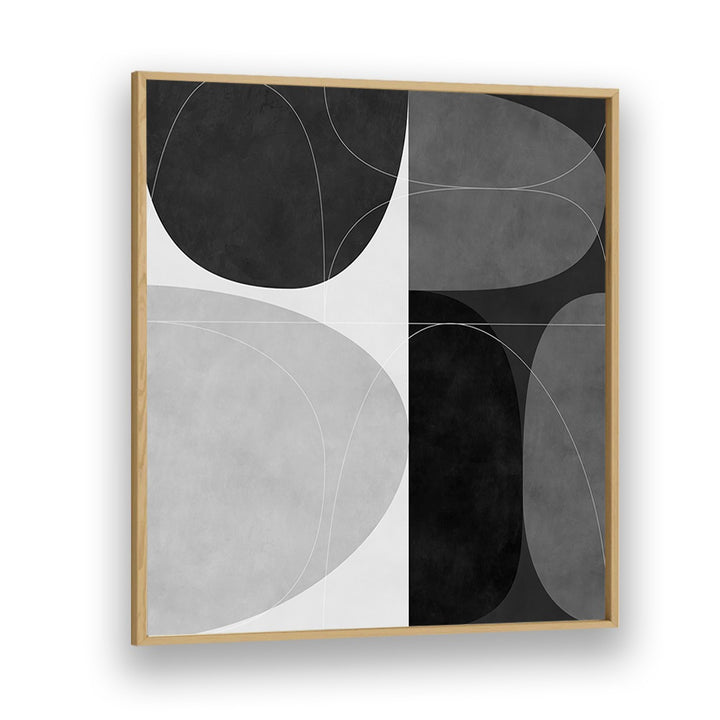 Modern abstract art, SHAPES BW II, brings sophistication to any space with its elegant black and white design.