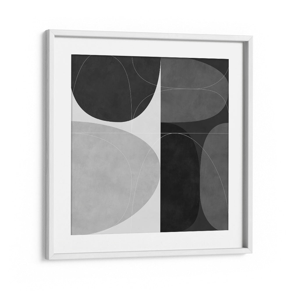 Modern black and white abstract art, SHAPES BW II, by Ana Rut Bre, perfect for elevating your home decor.