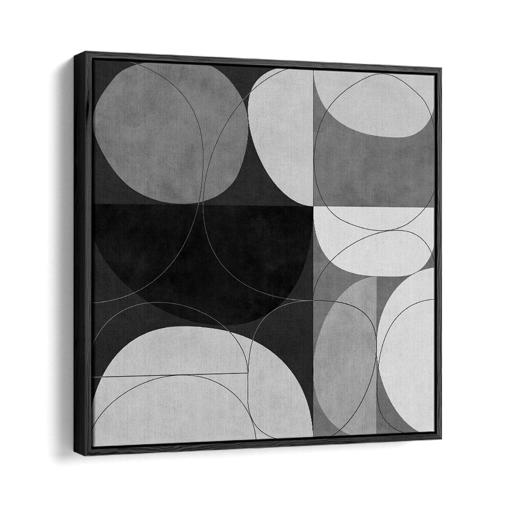 SHAPES BW III, ABSTRACT PAINTINGS showcase modern black and white geometric design by Ana Rut Bre, perfect for any décor.