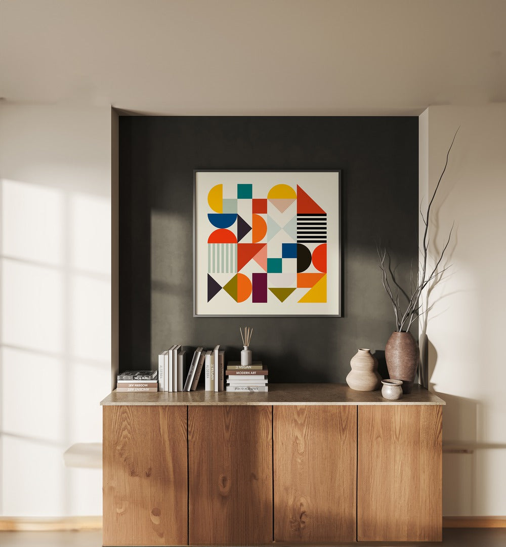 Colorful SHAPES MINIMAL, ABSTRACT PAINTINGS by Ana Rut Bre, enhancing modern decor with artistic elegance.