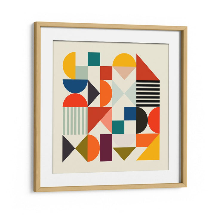 Captivating SHAPES MINIMAL, ABSTRACT PAINTINGS by Ana Rut Bre in an elegant oak frame, perfect for modern decor.