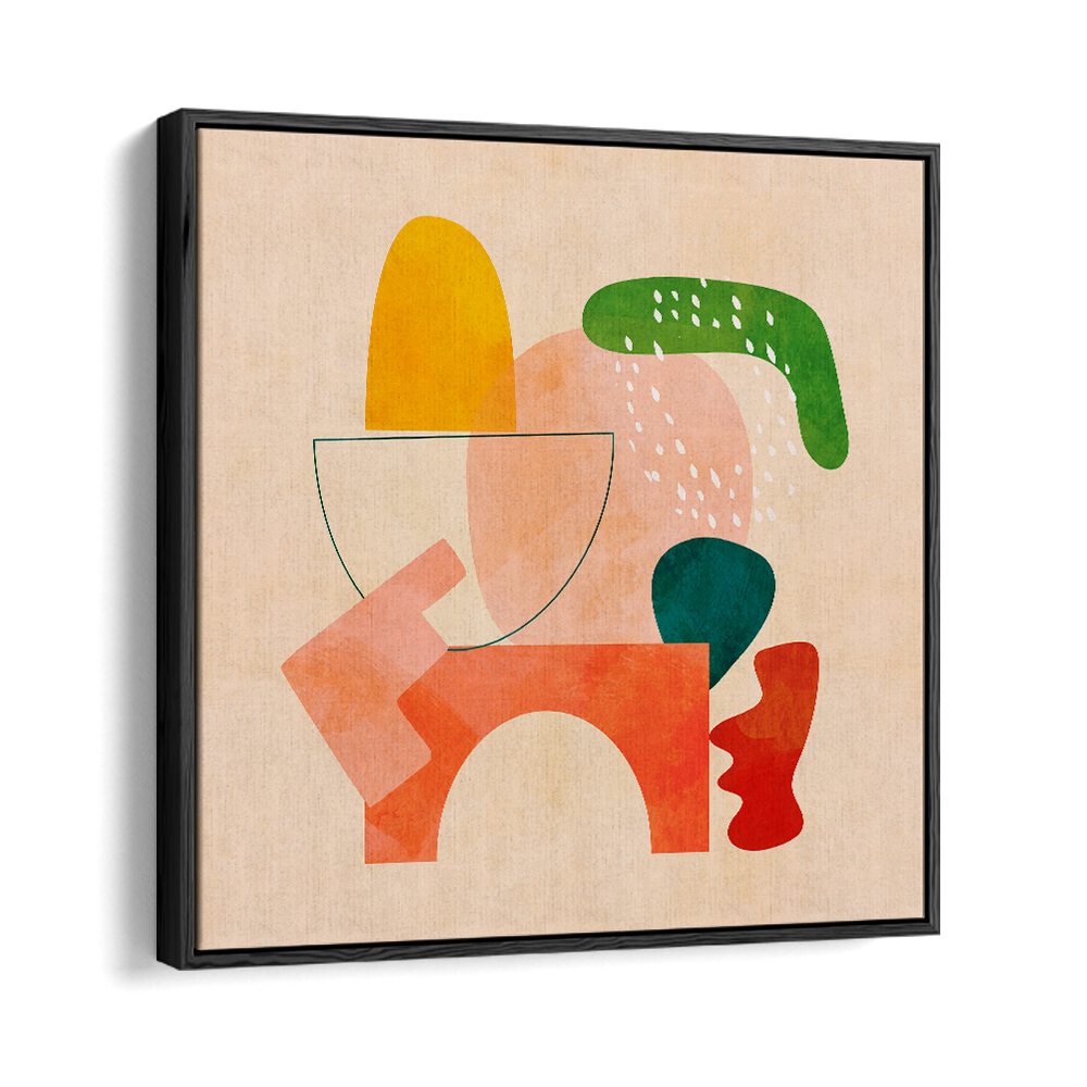 Bright and colorful SHAPES PLAY KOPIE II, ABSTRACT PAINTINGS by Ana Rut Bre enhances modern living spaces beautifully.
