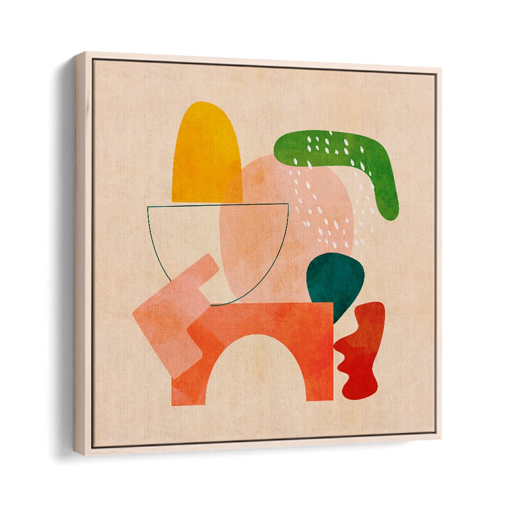 Colorful abstract shapes in Shapes Play Kopie II, a modern painting by Ana Rut Bre, enhance any living space.