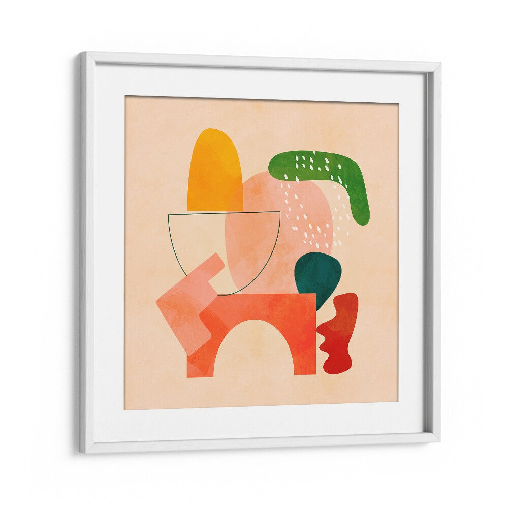 Colorful abstract design in a white frame, showcasing SHAPES PLAY KOPIE II, ABSTRACT PAINTINGS by Ana Rut Bre.