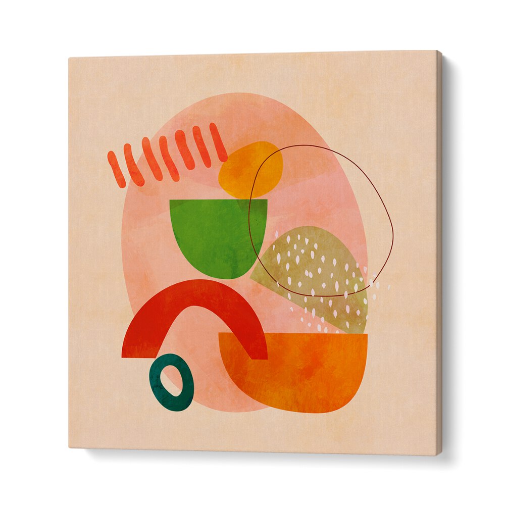 Colorful abstract composition featuring SHAPES PLAY KOPIE III, ABSTRACT PAINTINGS by Ana Rut Bre on premium canvas.