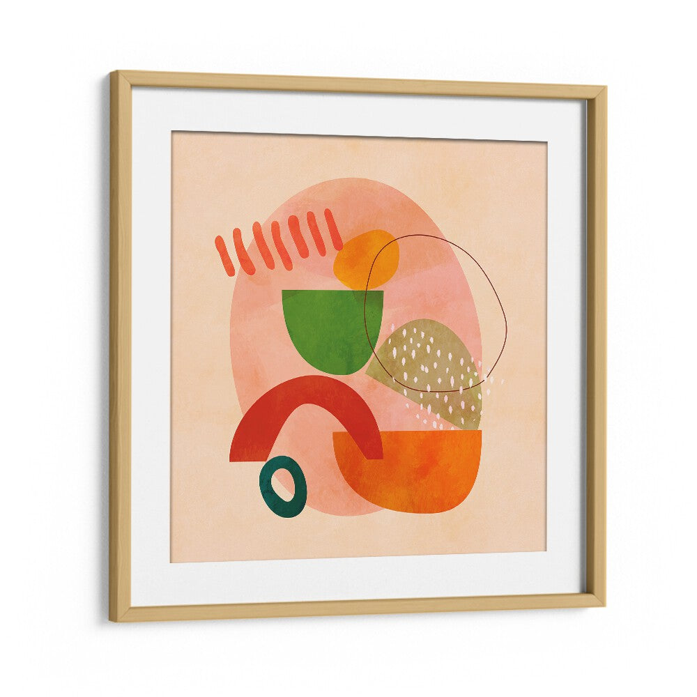 Vibrant SHAPES PLAY KOPIE III, ABSTRACT PAINTINGS by Ana Rut Bre, framed art that enhances any space beautifully.