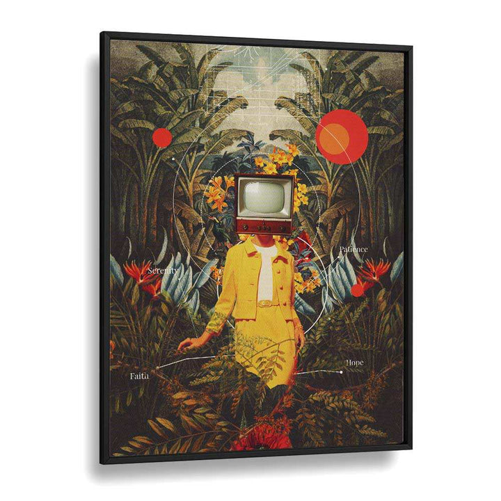 Surreal art print “She Came From The Wilderness” by Frank Moth, featuring vibrant colors and dreamlike imagery.