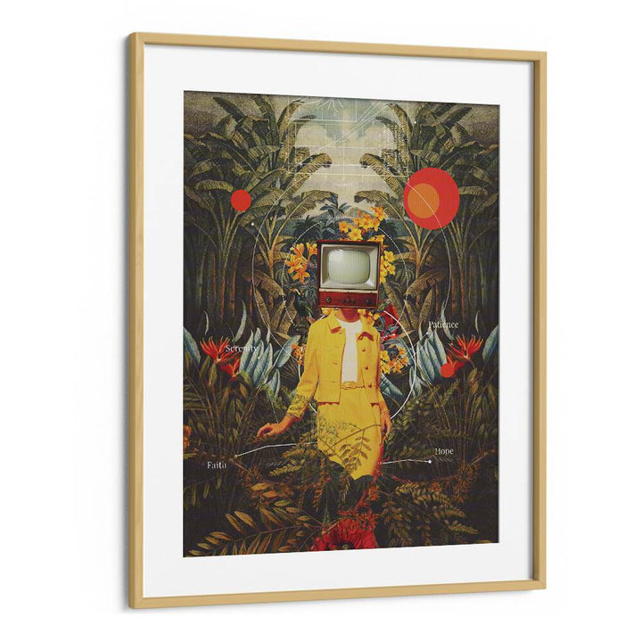 Surreal art print "She Came From The Wilderness" by Frank Moth, featuring vibrant colors and a dreamlike scene.
