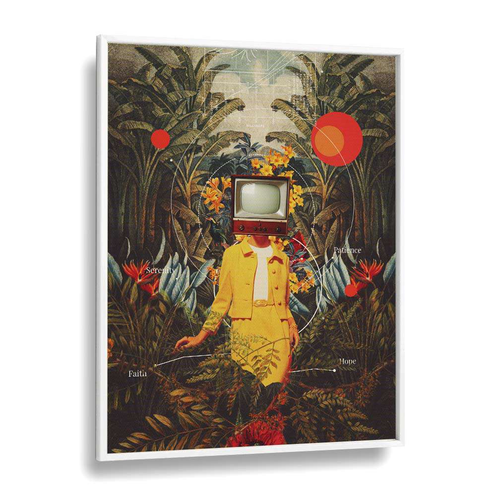 Surreal art print "SHE CAME FROM THE WILDERNESS" by Frank Moth, blending vibrant colors and dreamlike elements.