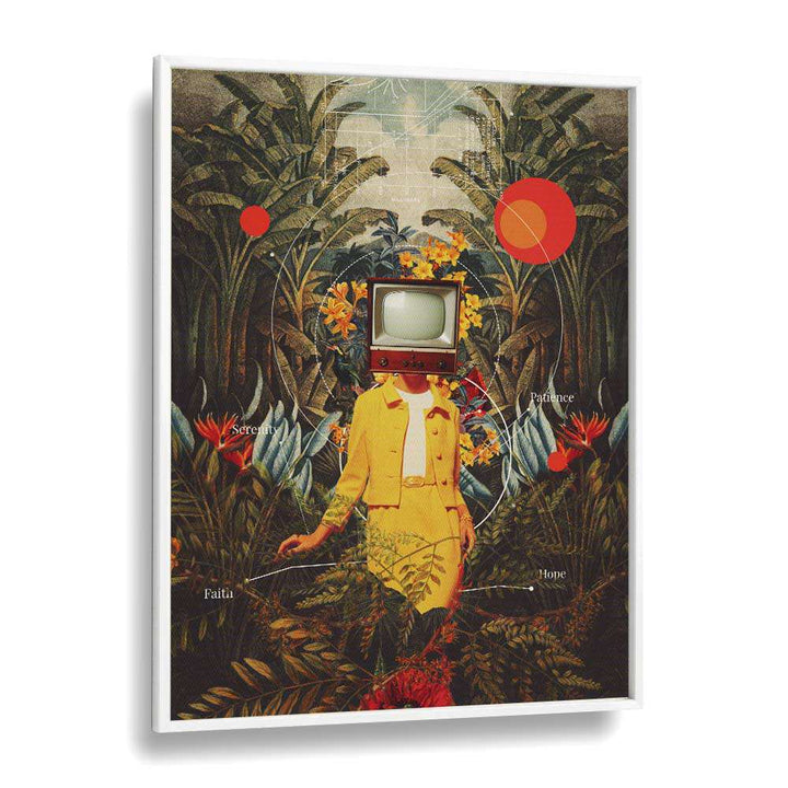 Surreal art print "SHE CAME FROM THE WILDERNESS" by Frank Moth, blending vibrant colors and dreamlike elements.