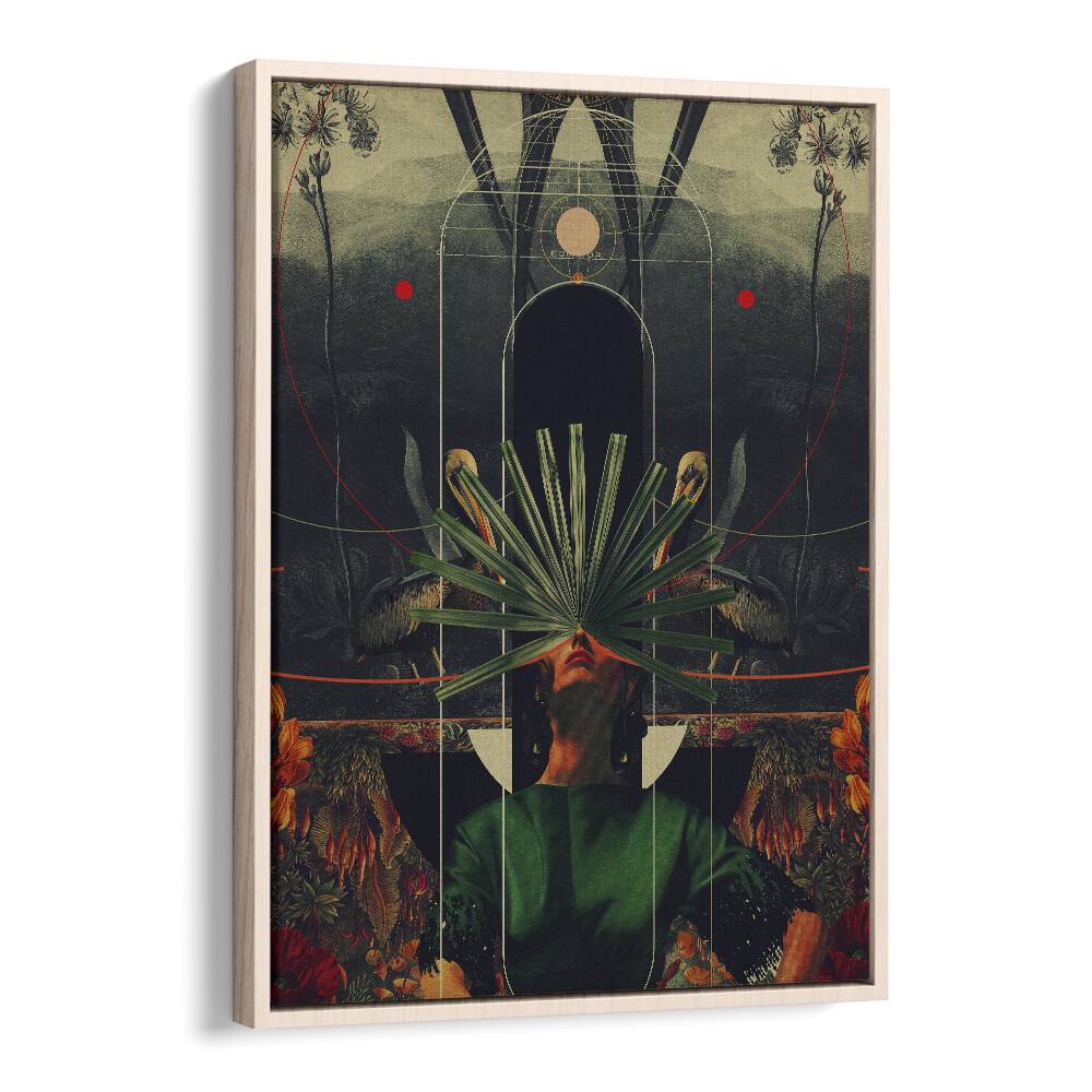 SHE SAW THE EQUATOR, SURREAL ART PRINTS showcases Frank Moth's imaginative vision in an elegant oak floater frame.