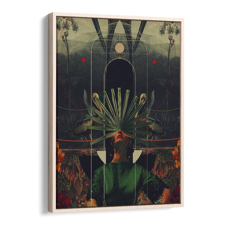 SHE SAW THE EQUATOR, SURREAL ART PRINTS showcases Frank Moth's imaginative vision in an elegant oak floater frame.