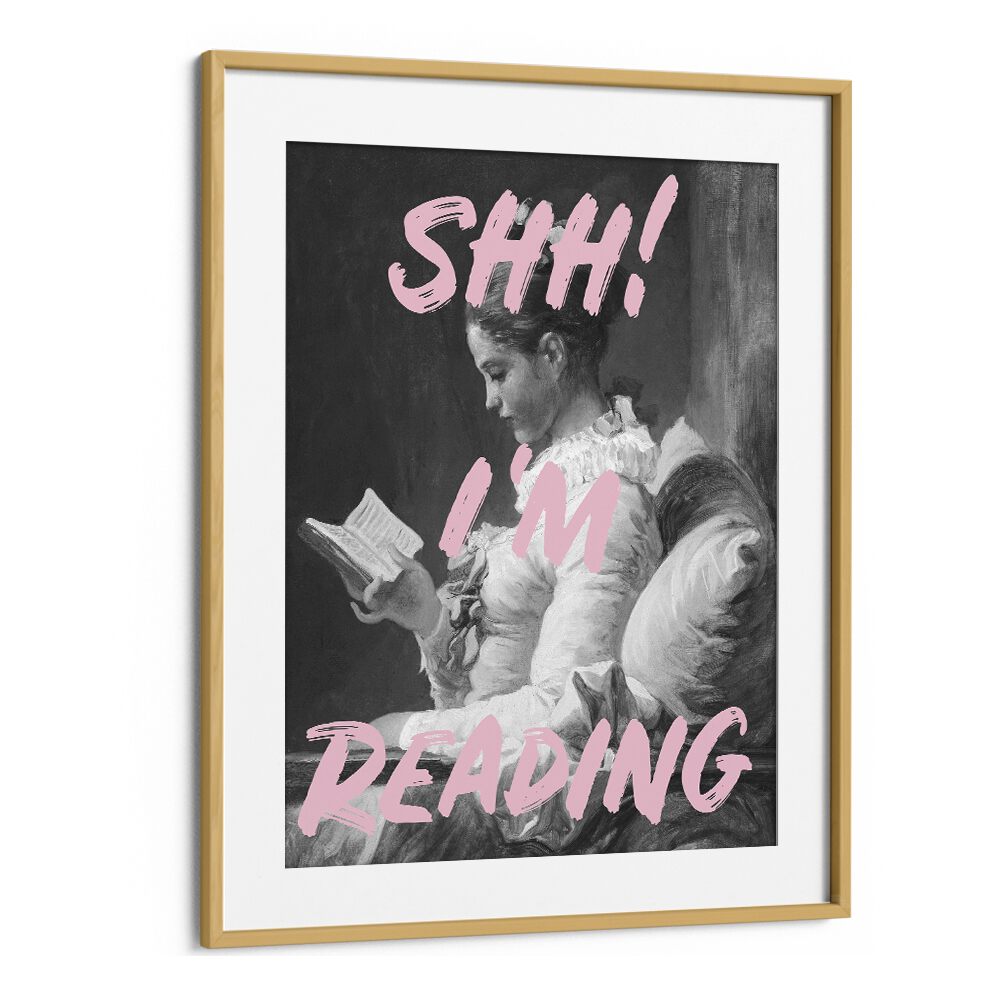 "SHH IM READING, ALTERED ART PRINTS by Grace Digital Art Co. enhances your space with literary charm and elegance."