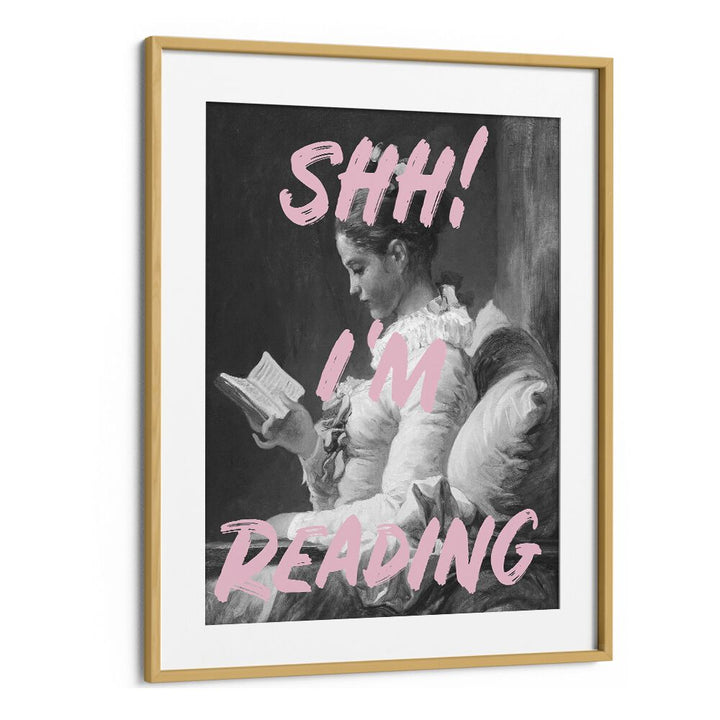 "SHH IM READING, ALTERED ART PRINTS by Grace Digital Art Co. enhances your space with literary charm and elegance."