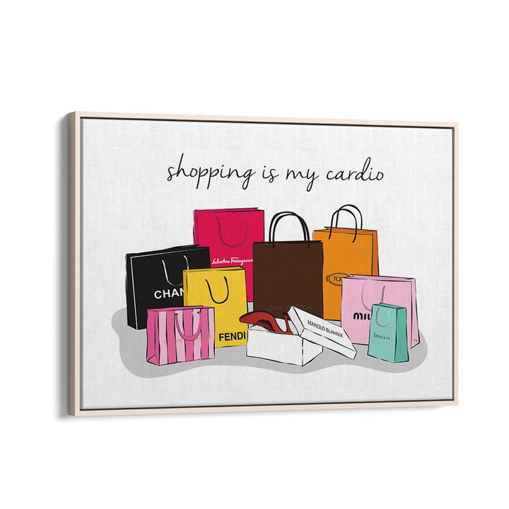 Shopping Cardio fashion posters showcase vibrant shopping bags, perfect for stylish home decor by Martina.