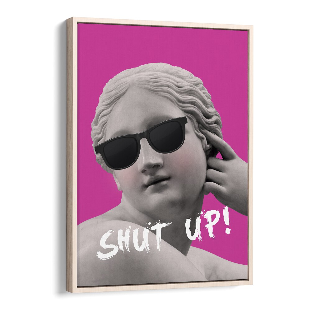 Stylish SHUT UP II, ALTERED ART PRINTS by Grace Digital Art Co, featuring a sculptural figure with sunglasses.