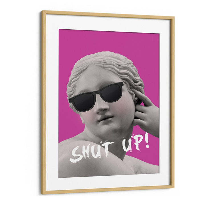 Stylish "SHUT UP II, ALTERED ART PRINTS" by Grace Digital Art Co, featuring a classical figure with sunglasses.