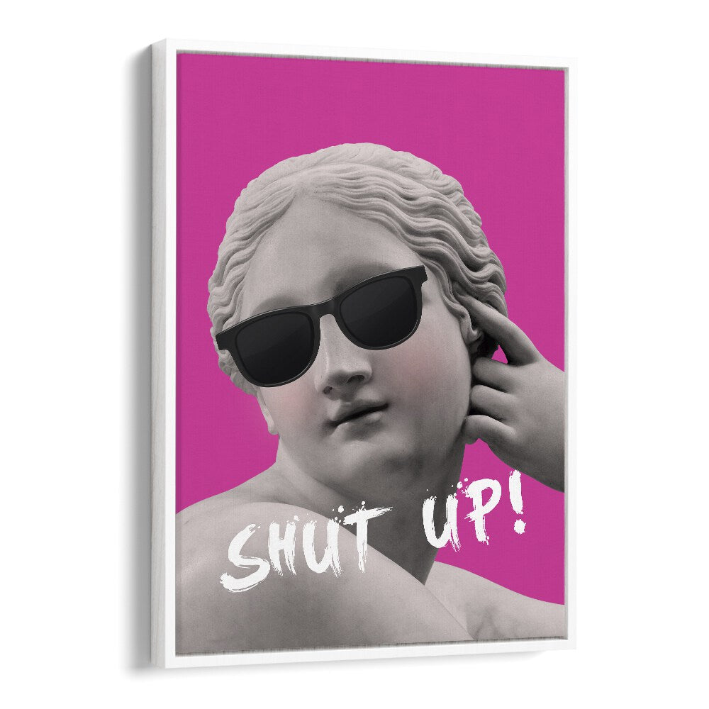 Stylish "SHUT UP II, ALTERED ART PRINTS" by Grace Digital Art Co, featuring a classical figure with modern flair.