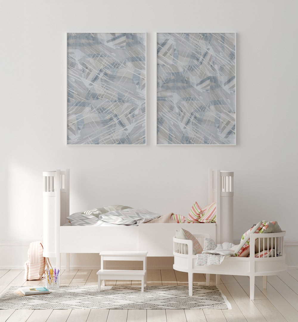 SILKEN WAVES SET, SET OF 2 PAINTINGS enhances your space with serene, elegant wave designs for a tranquil ambiance.