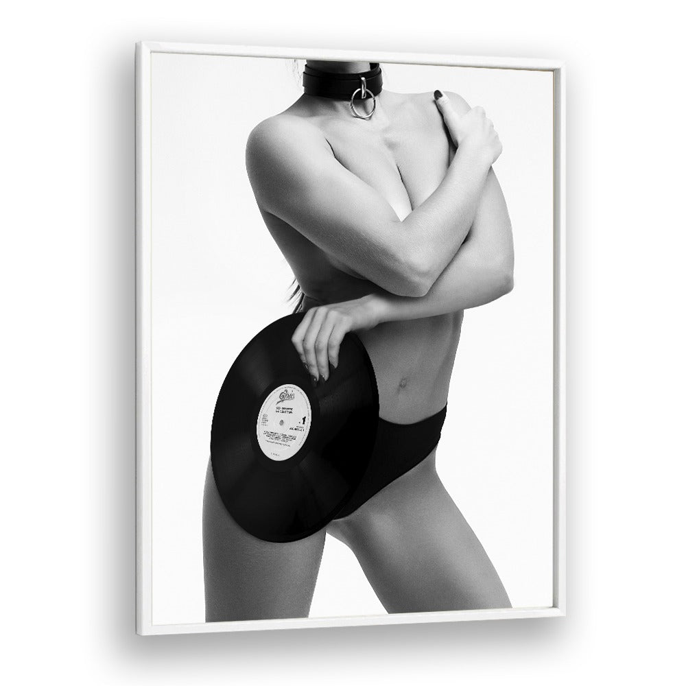 Elegant "Sin Rock Me" photography print by David Drake, showcasing fashion art in a striking black and white frame.
