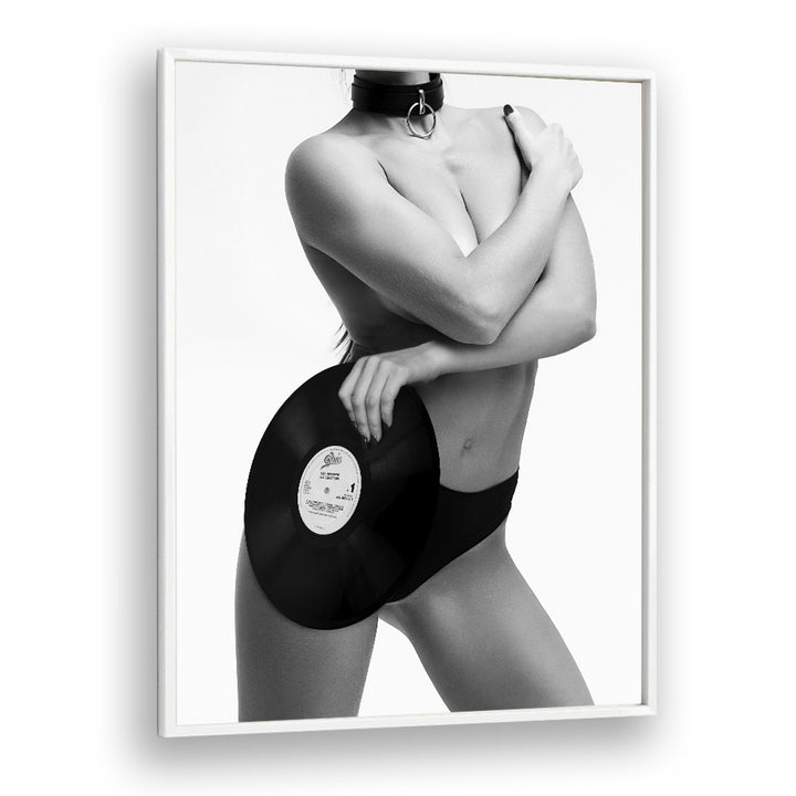 Elegant "Sin Rock Me" photography print by David Drake, showcasing fashion art in a striking black and white frame.