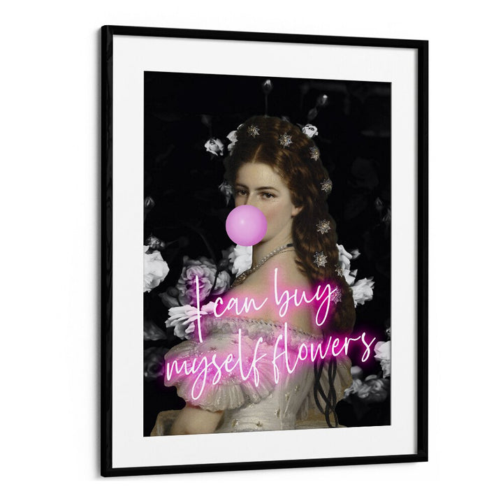 SISI FLOWERS, ALTERED ART PRINTS in a black frame, adding elegance and creativity to any space by Grace Digital Art Co.
