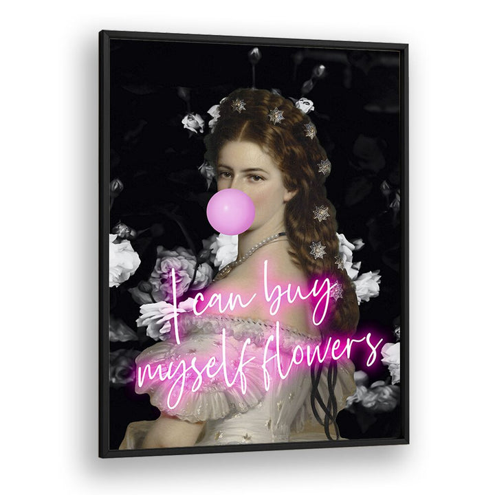 SISI FLOWERS, ALTERED ART PRINTS showcase a stunning blend of creativity and elegance in a sleek black frame.