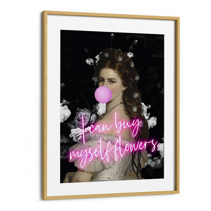 SISI FLOWERS, ALTERED ART PRINTS in elegant oak frame, blending classic beauty with modern flair for your decor.
