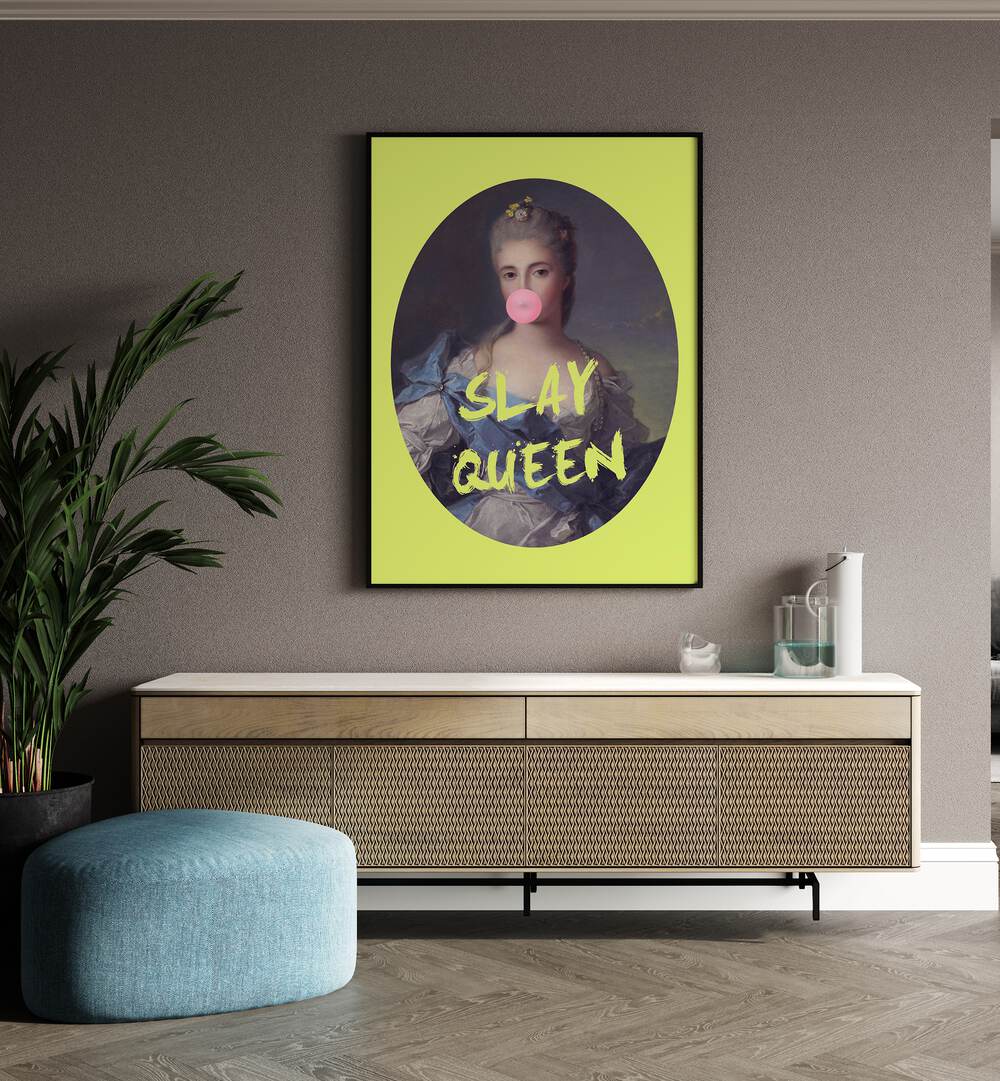 Bright and modern SLAY QUEEN, ALTERED ART PRINTS by Grace Digital Art Co, perfect for empowering home decor.