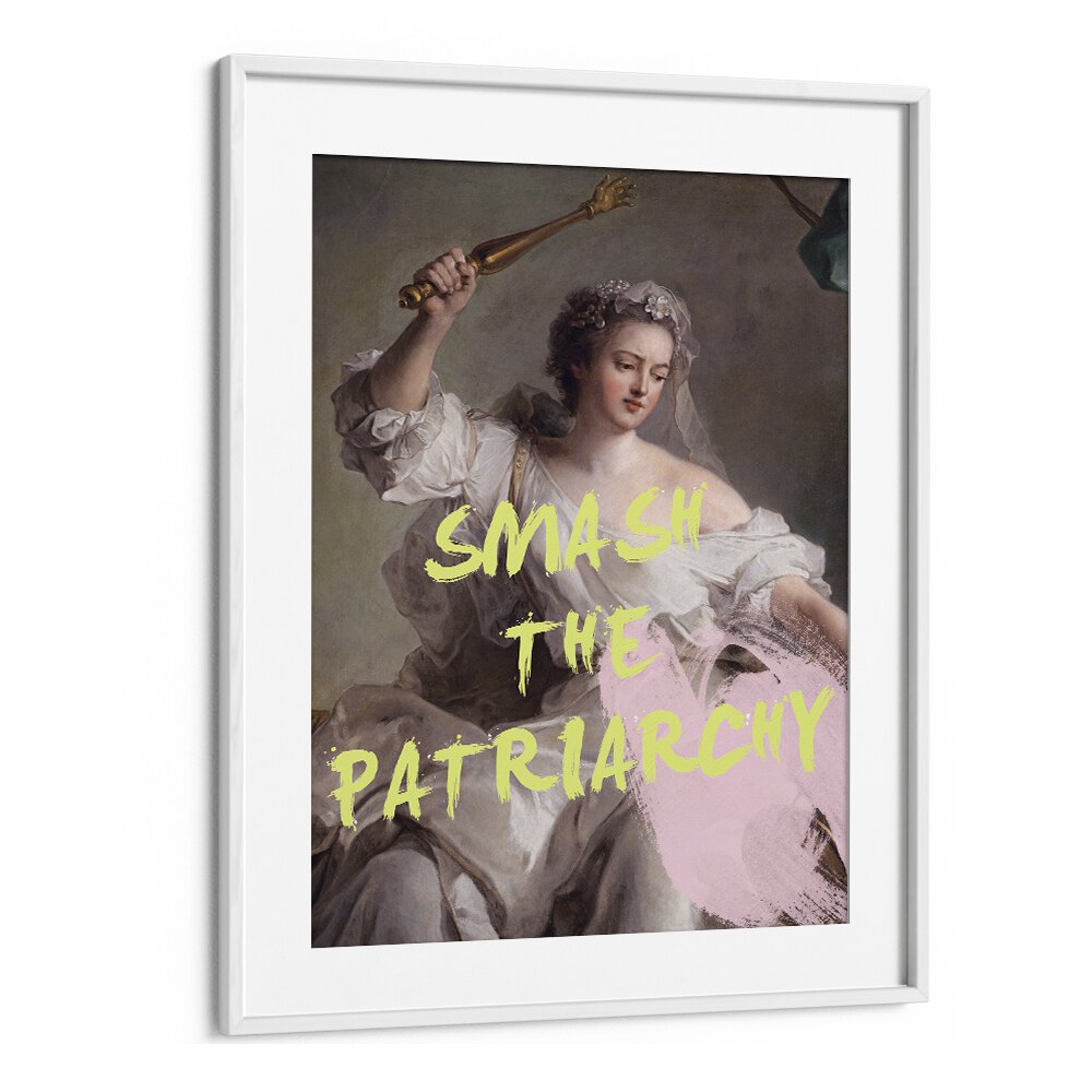 Framed SMASH THE PATRIARCHY, ALTERED ART PRINTS by Grace Digital Art Co, a bold statement piece for empowering spaces.