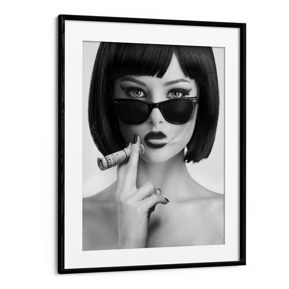 Stylish SMOKE THIS, PHOTOGRAPHY PRINTS by David Drake, featuring a chic model in sunglasses and an artistic pose.