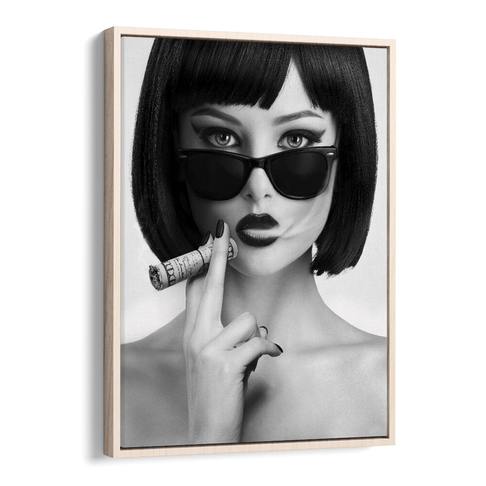 Elegant black and white portrait showcasing "SMOKE THIS, PHOTOGRAPHY PRINTS" by David Drake, a stunning art piece.