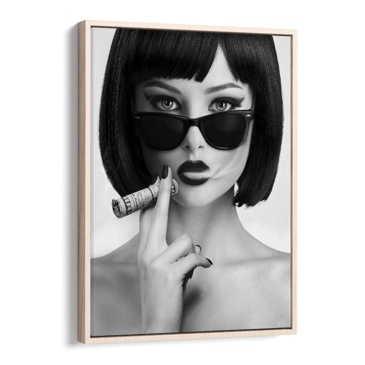 Elegant black and white portrait showcasing "SMOKE THIS, PHOTOGRAPHY PRINTS" by David Drake, a stunning art piece.