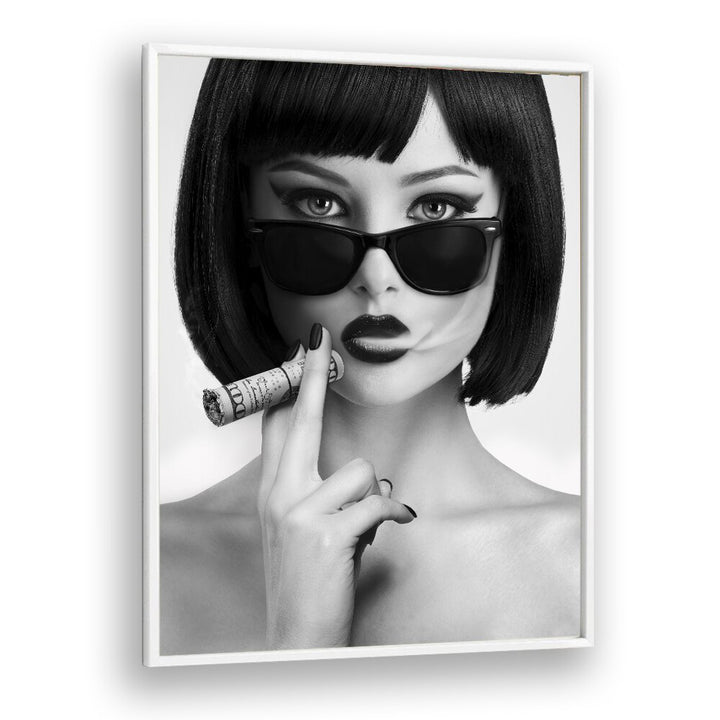 Captivating SMOKE THIS, PHOTOGRAPHY PRINTS by David Drake features a bold, stylish woman with a striking pose.
