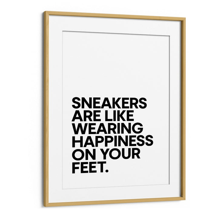 Framed poster featuring “Sneakers Are Happiness” quotes, perfect for sneaker lovers and inspirational decor.
