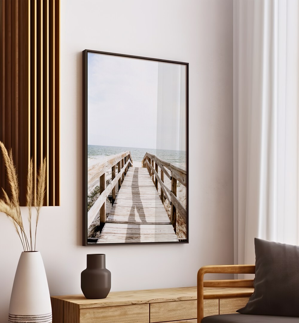 Stylish SOLO TRIP GALLERY WALL art print showcasing a scenic boardwalk, perfect for unique GALLERY WALLS.