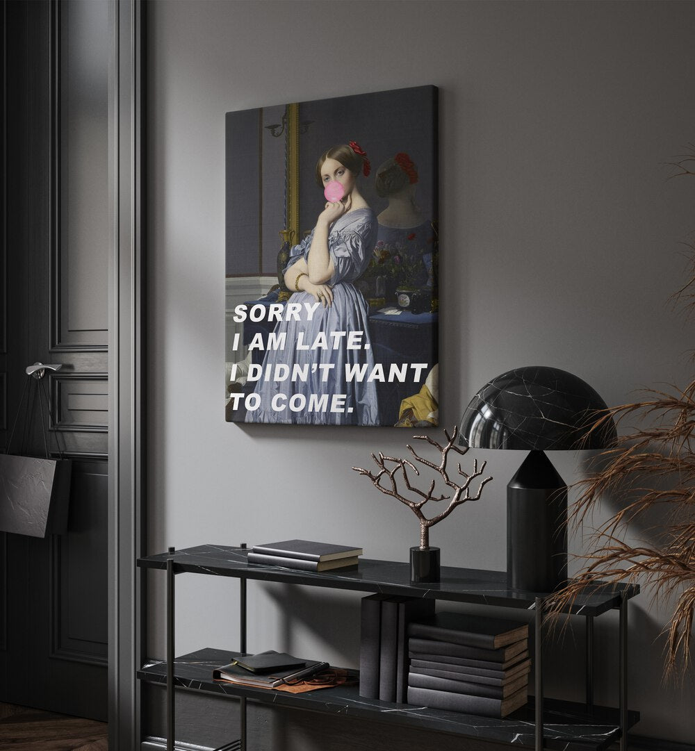 SORRY I AM LATE, ALTERED ART PRINTS add humor and style to your decor with this striking art piece.