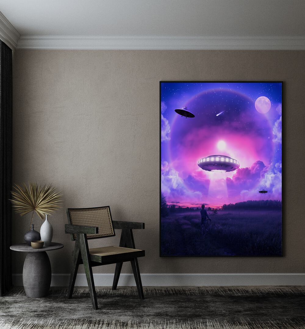Stunning SPACE DRIVE, SURREAL ART PRINTS by Ritvik Takkar, transforming your space with captivating surrealism.