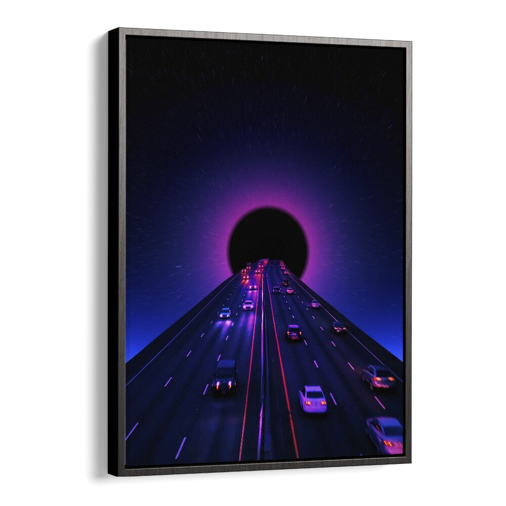 Elevate your decor with SPACE HIGHWAY, SURREAL ART PRINTS by Ritvik Takkar, blending surrealism and vibrant colors.