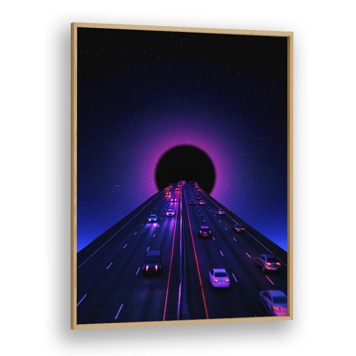 Elevate your decor with "SPACE HIGHWAY, SURREAL ART PRINTS" by Ritvik Takkar, featuring a mesmerizing cosmic highway scene.