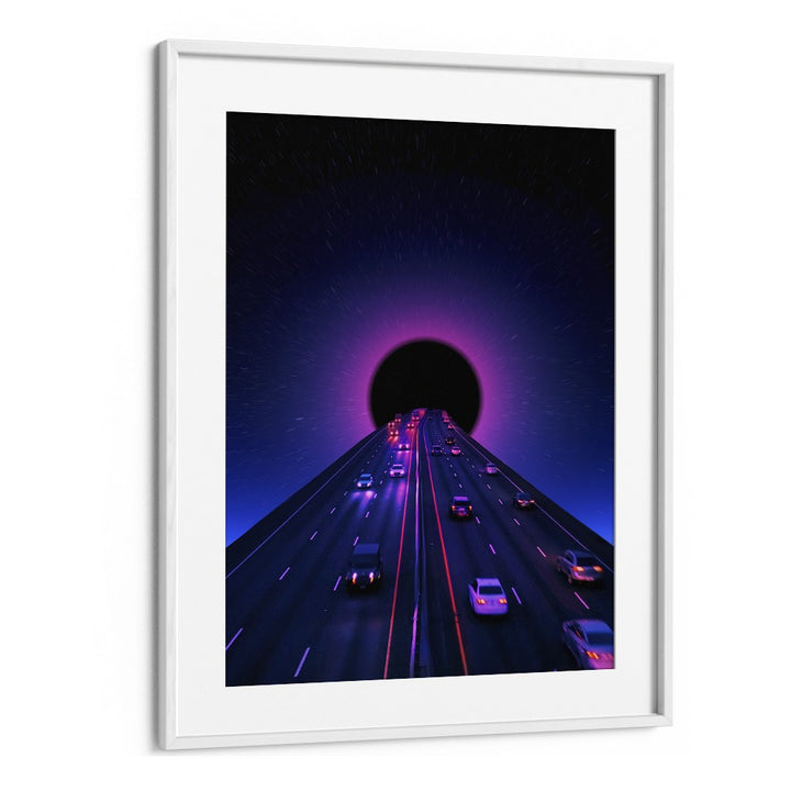 Elevate your decor with SPACE HIGHWAY, SURREAL ART PRINTS by Ritvik Takkar, featuring a cosmic, vibrant road.