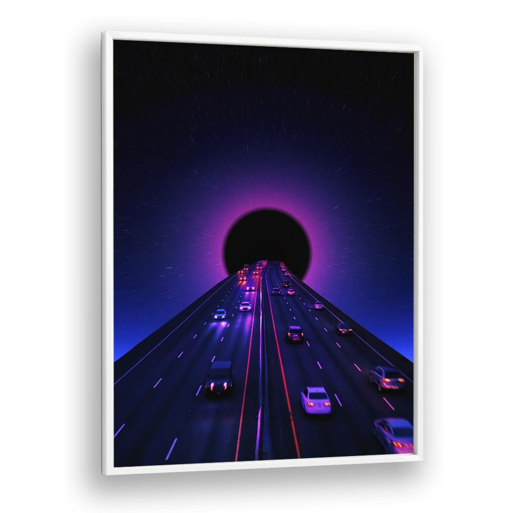 Elevate your decor with "SPACE HIGHWAY, SURREAL ART PRINTS" by Ritvik Takkar—mesmerizing surrealism for any space.