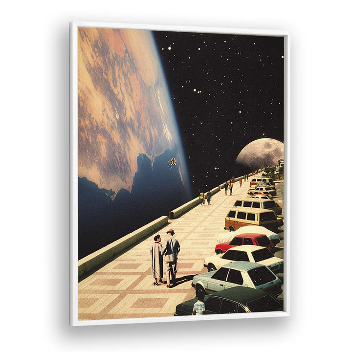 Elevate your decor with SPACE PROMENADE, SURREAL ART PRINTS by Taudalpoi, featuring a cosmic promenade scene.