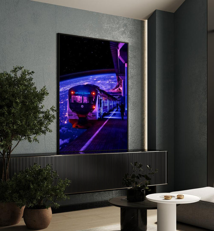 Transform your space with SPACE TRAIN II, SURREAL ART PRINTS by Ritvik Takkar, blending imagination and creativity.