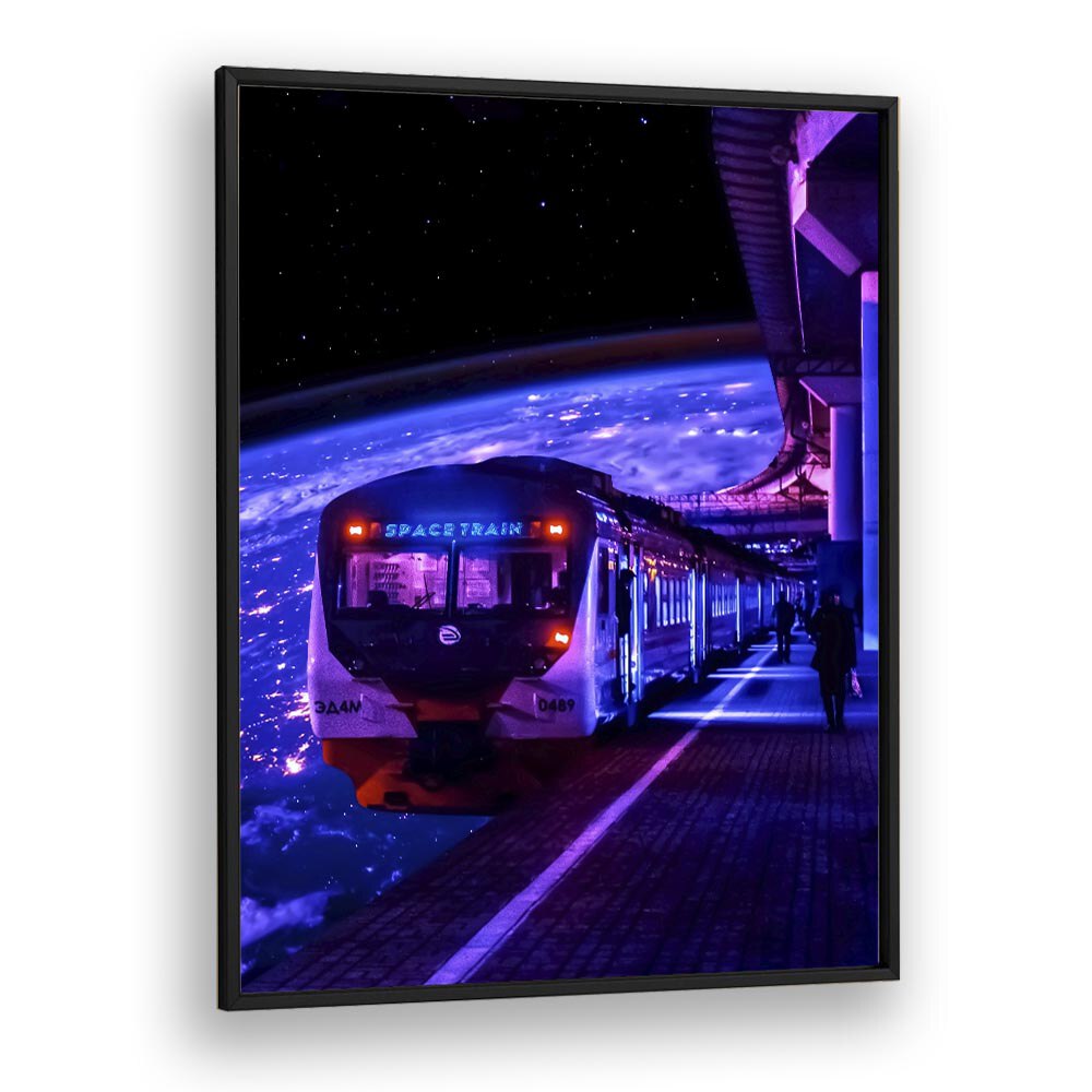 Explore the cosmos with SPACE TRAIN II, SURREAL ART PRINTS by Ritvik Takkar, blending imagination and creativity.