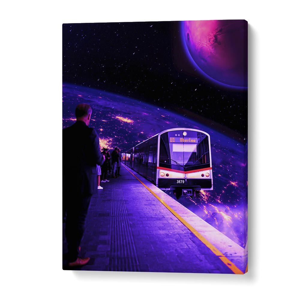 Explore the cosmos with the SPACE TRAIN, SURREAL ART PRINTS by Ritvik Takkar, blending imagination and artistry.