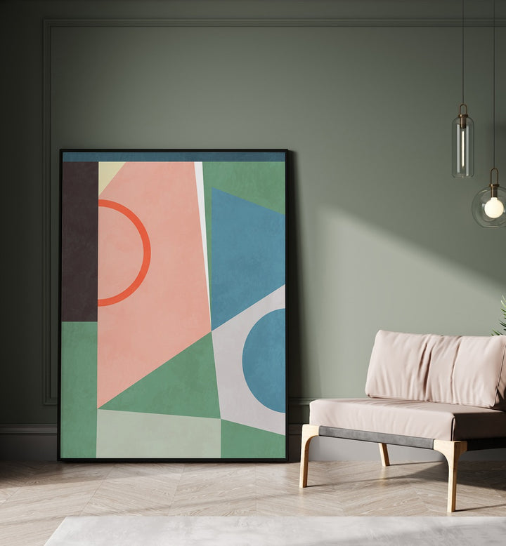 Transform your decor with SPACES 2020 II, ABSTRACT PAINTINGS by Ana Rut Bre, featuring vibrant geometric designs.
