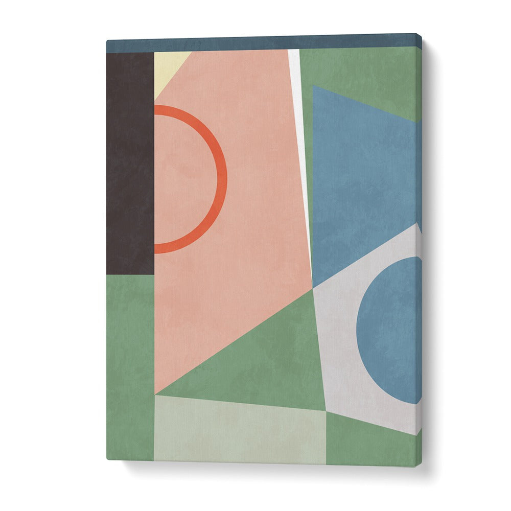 Colorful geometric shapes in SPACES 2020 II, ABSTRACT PAINTINGS by Ana Rut Bre enhance your decor beautifully.